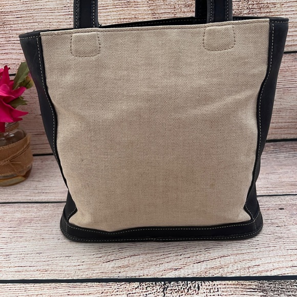 COACH vintage vtg blue leather linen canvas bleeker shoulder bag 6122 - Picture 2 of 16